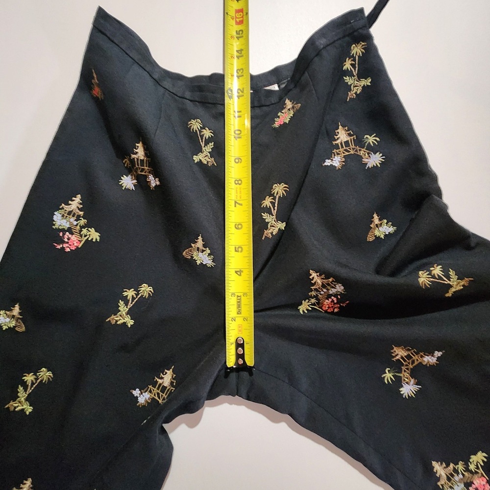 Vtg Talbots Petites Embroidered Silk Cotton Crop Pants Sz 10 Asian Motif Pagoda - Picture 7 of 10